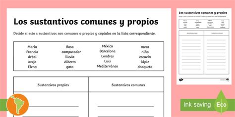 Ficha De Actividad Nombres Comunes Y Propios Teacher Made