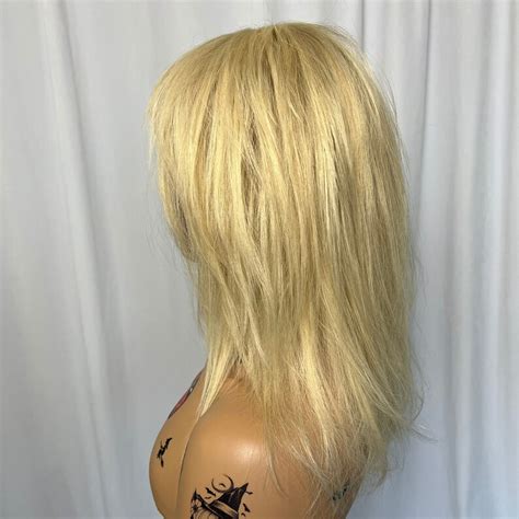 Light Blonde Shag Wolf Cut Human Hair Wig Lace Free Bang Etsy