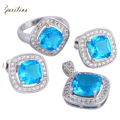 Buy Light Blue Cubic Zirconia 925 Sterling Silver