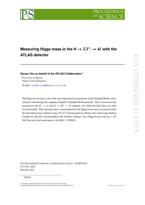 PDF Measurement Of The Higgs Boson Mass In The H ZZ 4l Channel