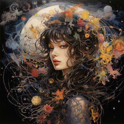 Premium Photo Surreal Portrait Of A Woman With Cosmic Space And