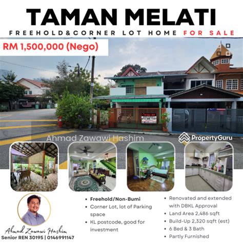 Freehold Non Bumi Corner Lot 2 Storey Extended Renovated Tmn Melati KL