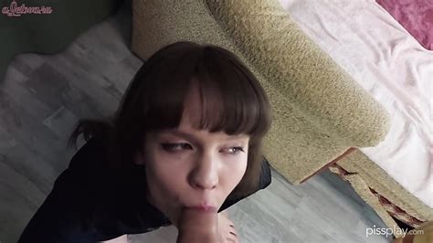 Brunette Drinking And Covered In Pee