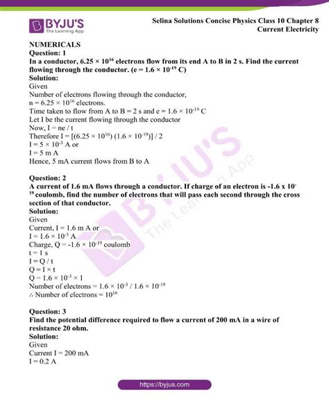 Selina Solutions Concise Physics Class Chapter Current Electricity