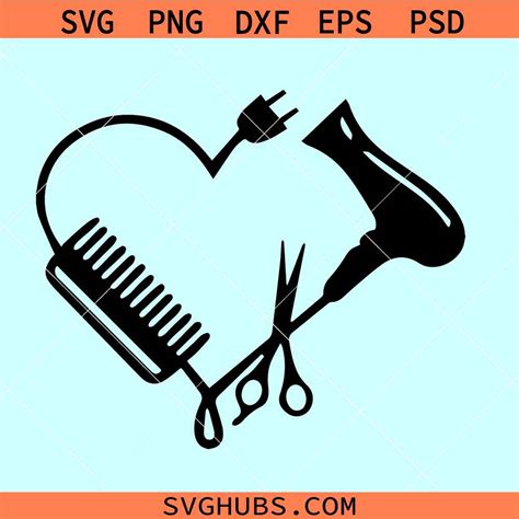 Hairdresser Heart Svg Hair Dryer Svg Scissors Svg Hair Stylist Svg