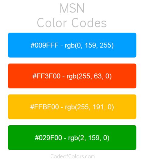 MSN Colors - Hex and RGB Color Codes