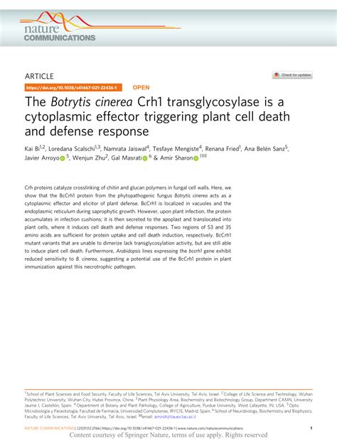 Pdf The Botrytis Cinerea Crh1 Transglycosylase Is A Cytoplasmic