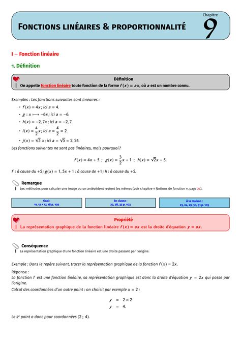 SOLUTION Fonctions Lineaires Et Proportionnalite Cours Studypool