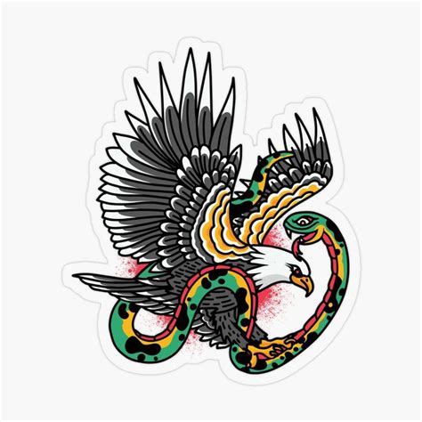 "Eagle vs Snake Tattoo" Sticker for Sale by K-Constantine