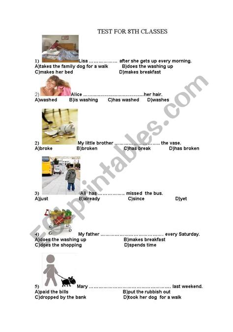 Th Class Mixture Tests Esl Worksheet By Mufide