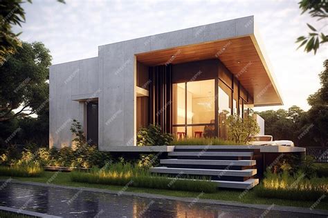 Premium AI Image | Modern realistic contemporary house in wood and concrete design