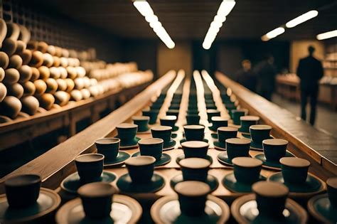 Premium AI Image | a large collection of cups and cups are displayed in ...