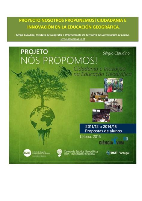 Projeto nós propomos Proyecto Nosotros Proponemos Un proyecto de