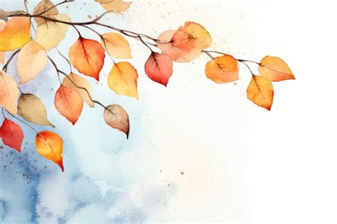 Watercolor Painting Of Autumn Leaves Premium AI Generated Image