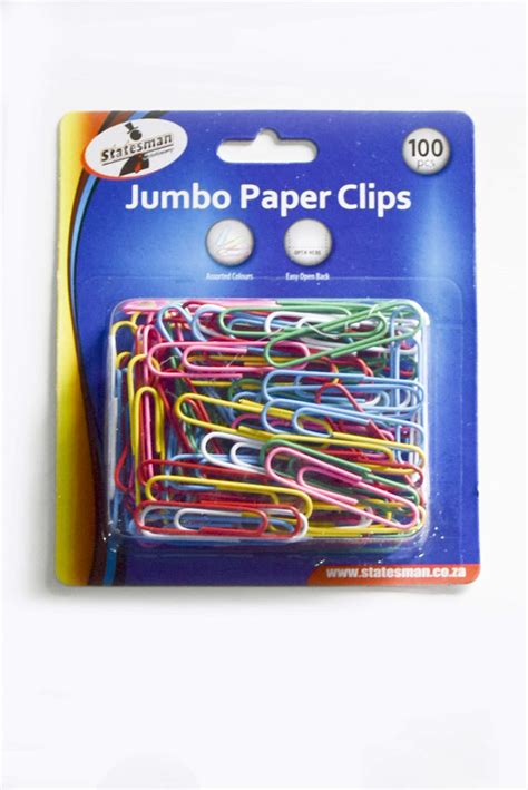 Paper Clips 100’s Jumbo Plastic Coated – Statesman Stationery