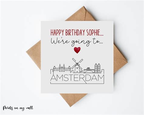 Were Going To Amsterdam Surprise Reveal Birthday Card Etsy