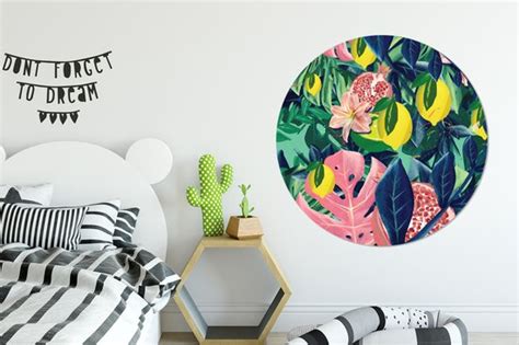 Wallcircle Muurstickers Behangcirkel Bloemen Fruit Kleuren