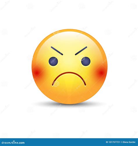 Angry Smiley Emoji Face Annoyed Cute Cartoon Vector Emoticon Stock