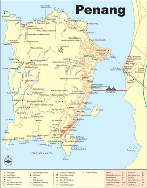 Large Detailed Map Of Penang Penang Penang Malaysia Malaysia Travel