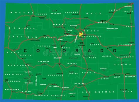 state  colorado political map stock vector illustration  colorado