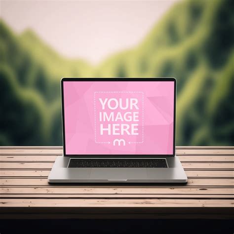 Macbook on Nature Background Mockup Generator - Mediamodifier