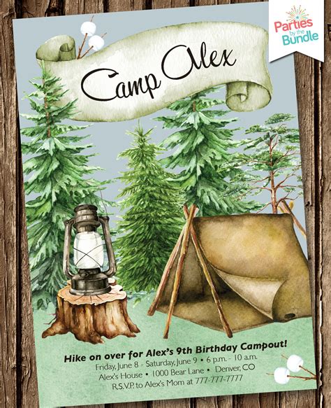 Camping Birthday Party Invitation Sleep Over Party Fall Etsy