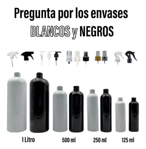 Envase Plastico Botella Negra Litro Con Tapa Flip Top X En Venta