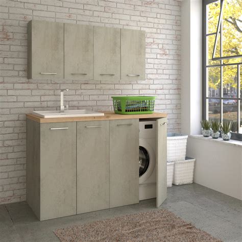 Mobile Bagno A Terra Con Base Portalavatrice A Ante X Cm Cemento