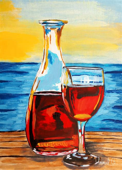 Wine Bottle And Glass By Ummul Bashar Mansura Wine Glass Art Wine Painting Oil Painting