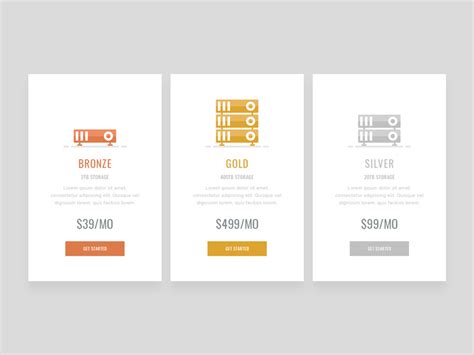 Simple Pricing Table Design Free PSD Templates