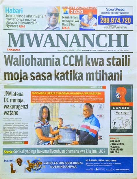 Habari kubwa za Magazeti ya Tanzania leo July 8, 2020 - Millard Ayo