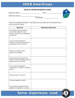 Vhcb Ac Phone Reference Check Doc Template Pdffiller