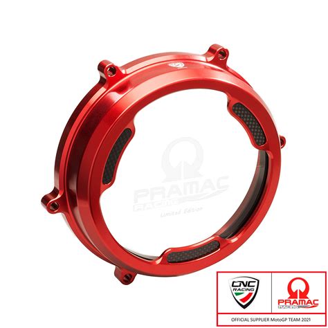 Cnc Racing Clear Oil Bath Clutch Cover With Carbon Fiber Inlay Pramac