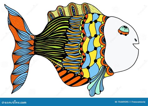 Stilisierte Hand Gezeichnete Fische Vektor Abbildung Illustration Von