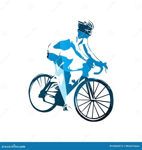 Road Cycling Abstract Geometric Blue Cyclist Stock Vector