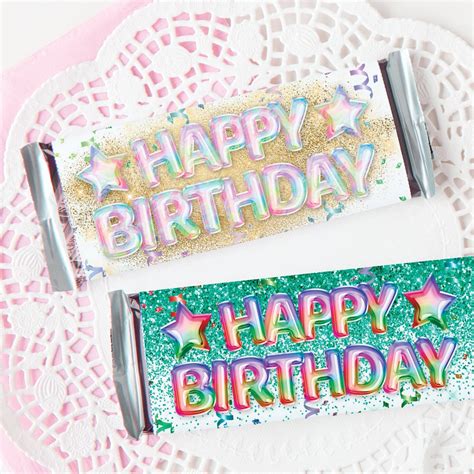 Happy Birthday Candy Bar Wrappers - Glitter and Balloons – Greengate Images