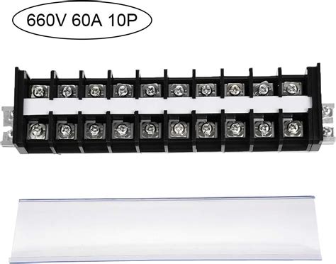 Uxcell Barrier Terminal Strip Block 10 Positions 660v 60a Dual Rows Din