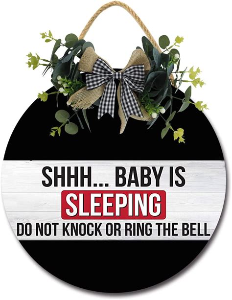 Eveokoki 11 Shh Baby Is Sleeping Do Not Disturb Round Wooden Door