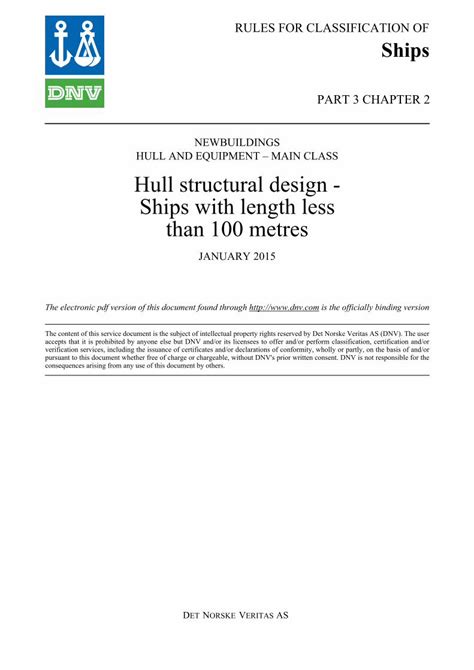 Pdf Dnv Ship Rules Pt Ch Hull Structural Design Ships