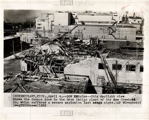 Indigo Plant Dow Chemical Explosion 1955 Vintage Photo Print Historic Images