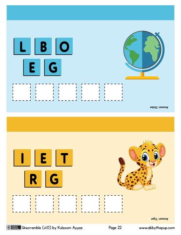 Unscramble the letters to spell a word | Free Printable Puzzle Games