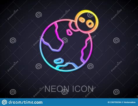 Glowing Neon Line Earth Globe Icon Isolated On Black Background World