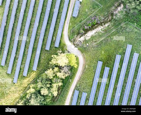 A Large Scale Solar Farm Set In A Countryside Environment Stock Photo