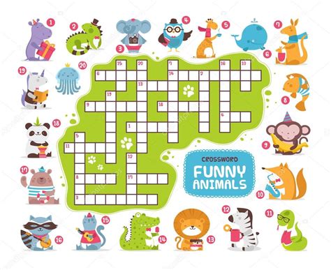 Crossword with animals for kids — Stock Vector © moryachok_ #104332310