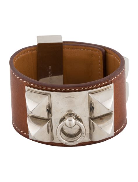 Herm S Collier De Chien Bracelet Orange Palladium Plated Cuff