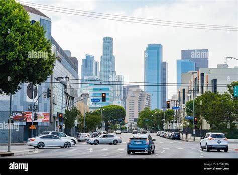 Los Angeles, JUL 24, 2021 - Skyling of the downtown from Arts District ...