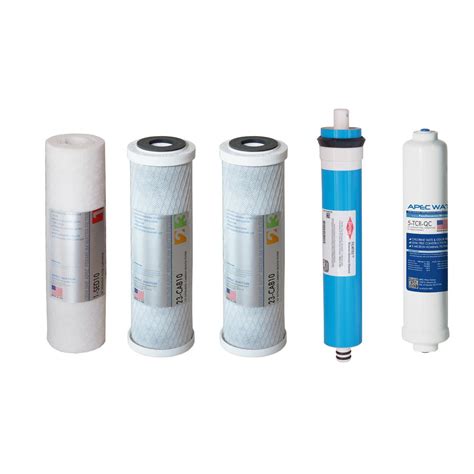 Usa Full 5 Stage Reverse Osmosis Replacement Filter Set With 50 Gpd Membrane