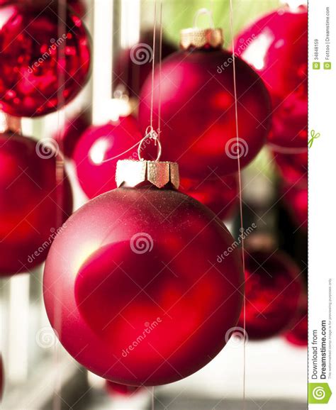 Hanging Christmas Baubles Stock Image Image Of Closeup