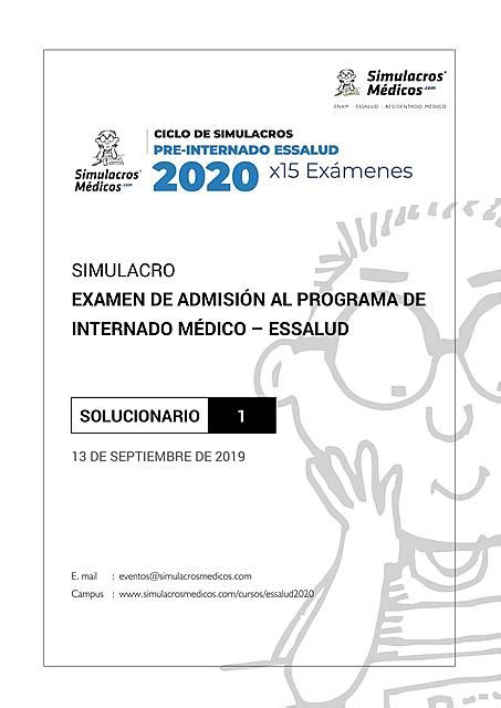 Simulacros MÉdicos Essalud 2020 Solucionario 1 Dr Mediquiz Udocz