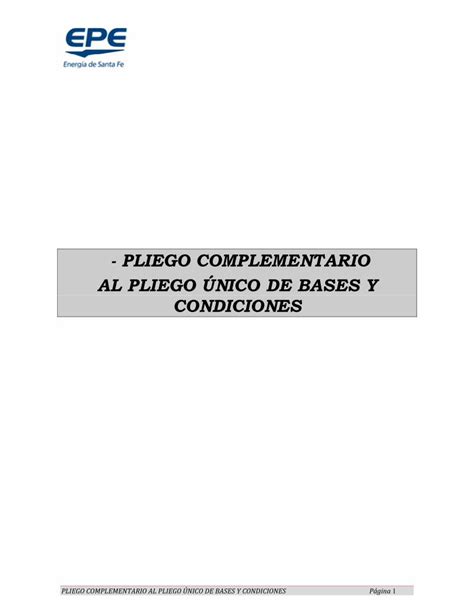 PDF Pliego Complementario al Pliego Único de Bases y Condicion